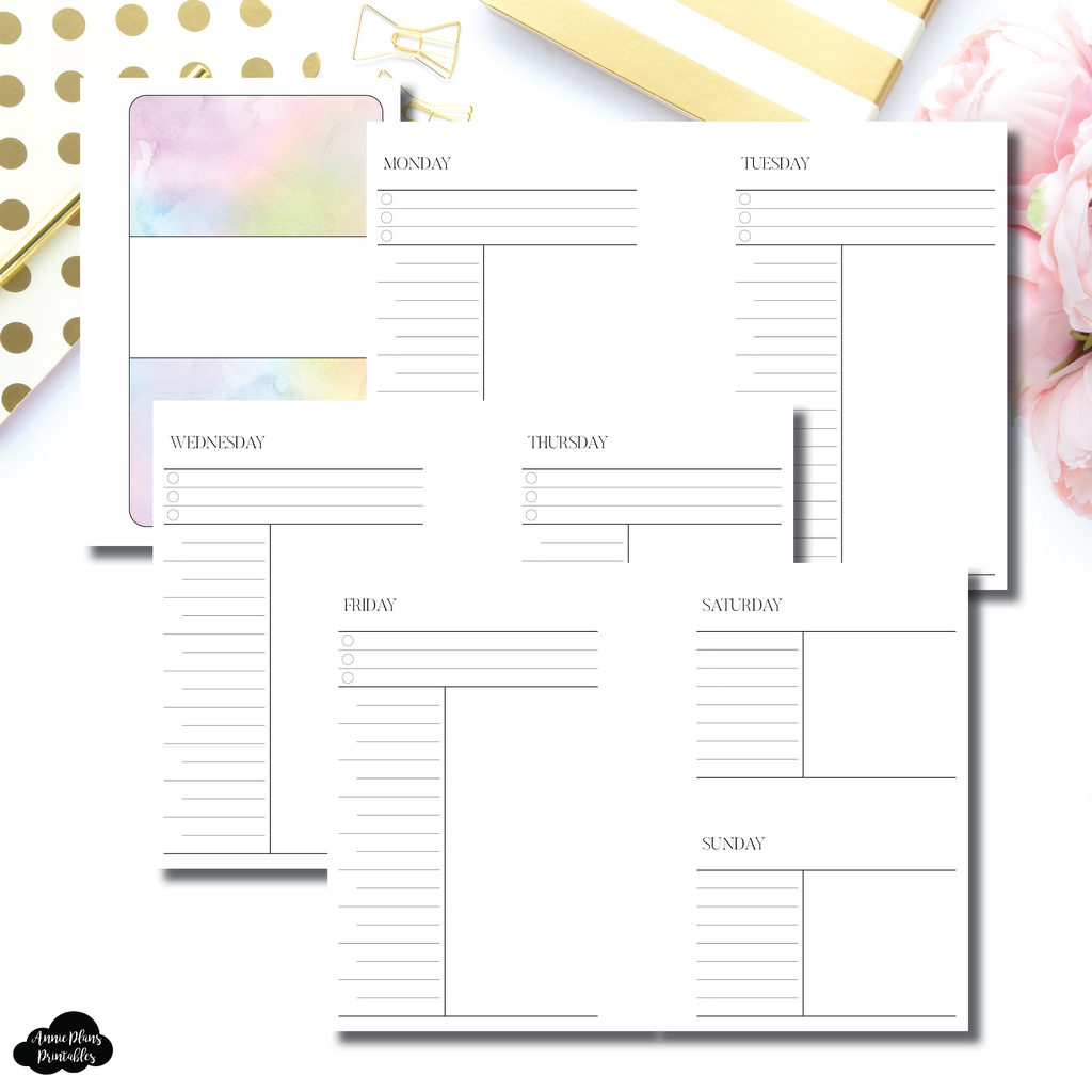 Pocket Rings Size | Undated Simple Daily Layout Printable Insert ...