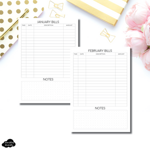 TIP IN A6 Size | Monthly Bills Tip In Printable
