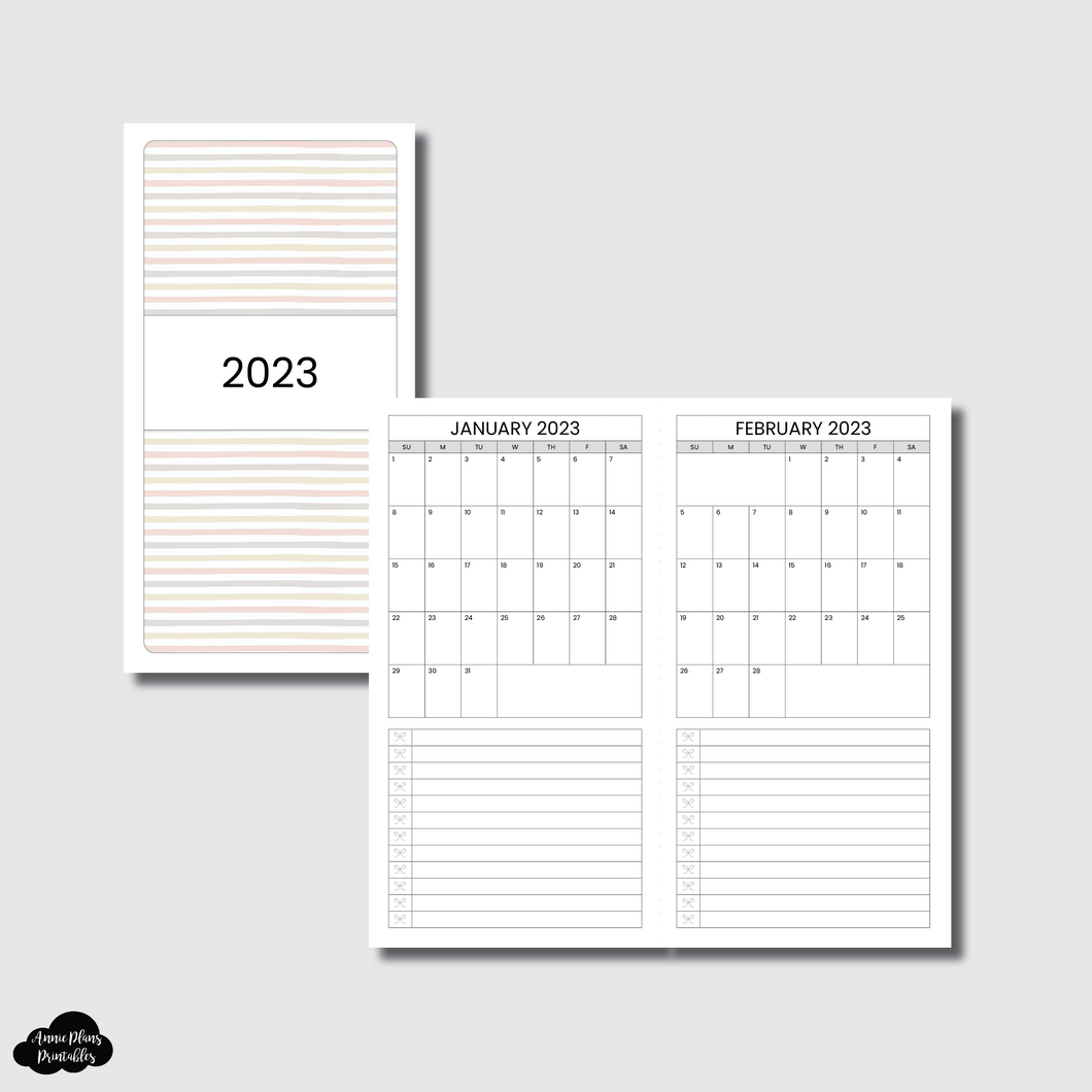 Standard TN Size | 2023 Single Page Monthly + Lists Printable Insert