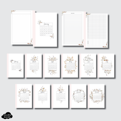 Personal Wide Rings Size | 2023 Floral Monthly Dashboards Printable Insert