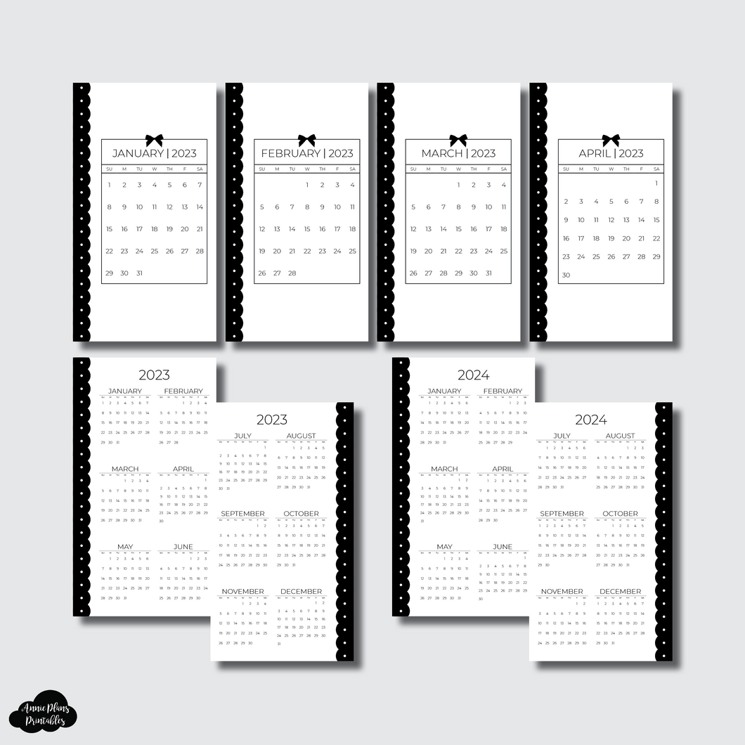 Pocket Plus Rings Size | 2023 Monthly Calendar Dashboard Printable Inserts