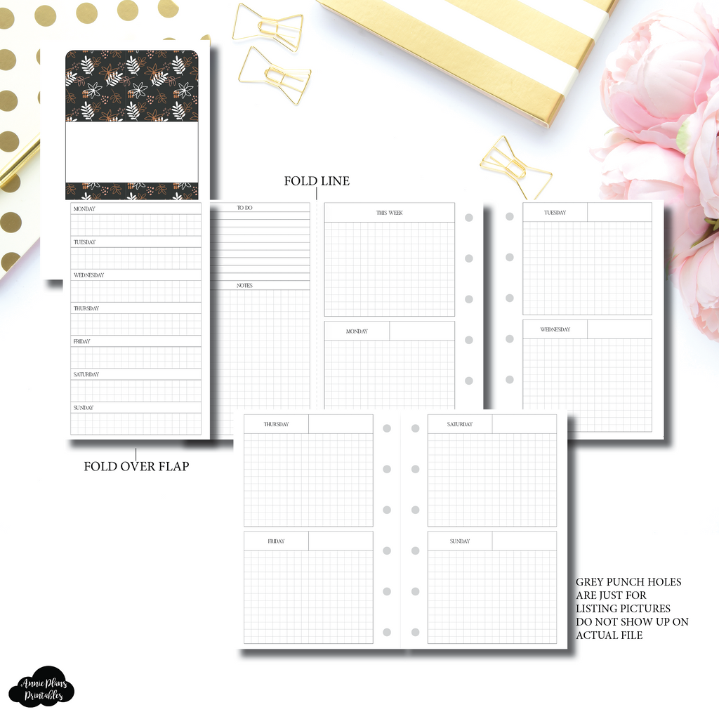 Pocket Plus Rings Size | FOLD OVER Horizontal Layout Printable Insert ...