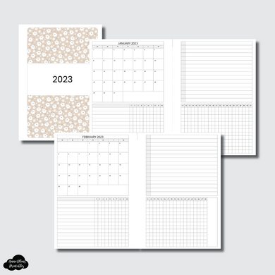 Personal Wide Rings Size | 2023 Monthly Calendar (SUNDAY Start) Tracker + List PRINTABLE INSERT