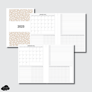 Personal Wide Rings Size | 2023 Monthly Calendar (SUNDAY Start) Tracker + List PRINTABLE INSERT
