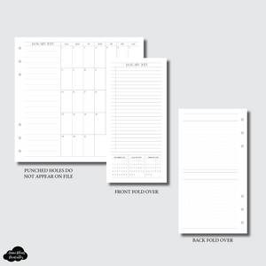 Personal Rings Size | 2022 & 2023 Monthly Fold Over (SUNDAY Start) With Lists & Notes PRINTABLE INSERT