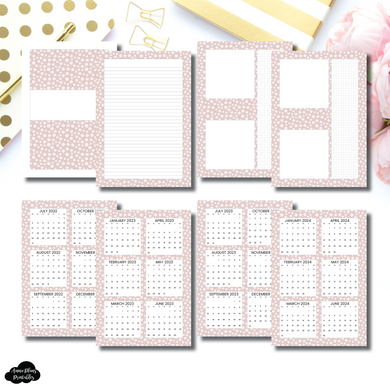 A5 Rings Size | Cute Blooms 3 in 1: 2022 - 2024 Academic Yearly Overviews + Sticky Note Dashboard + Lined Printable Insert
