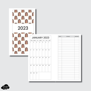 Personal Rings Size | 2023 Monthly Expense Calendar Printable Insert