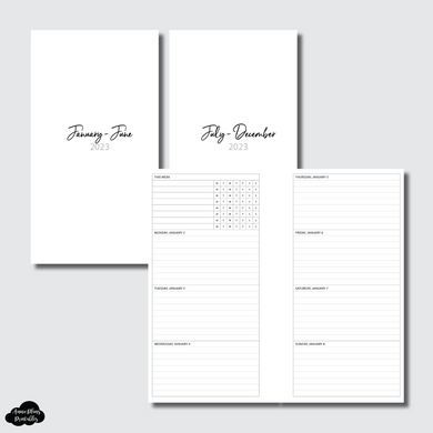 Personal Rings Size | 2023 JAN - DEC Horizontal Week on 2 Page with Trackers Printable Insert