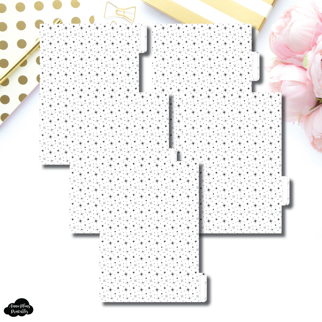 Personal Wide Ring Dividers | Starry 5 Side Tab Printable Dividers ...