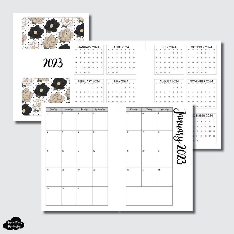 B6 Slim TN Size | 2023 CLASSIC FONT Monthly Calendar (SUNDAY Start) PR – AnniePlansPrintables, LLC b6-slim-tn-size-2023-classic-font-monthly-calendar-sunday-start-pr-annieplansprintables-llc