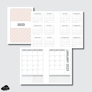 A6 Rings Size | 2023 Monthly Calendar (SUNDAY Start) + TRACKER ON 2 PAGES PRINTABLE INSERT