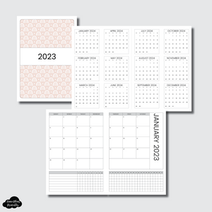 B6 TN Size | 2023 Monthly Calendar (SUNDAY Start) + TRACKER ON 2 PAGES PRINTABLE INSERT