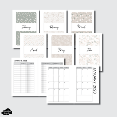 Pocket Plus Rings Size | JAN - JUN 2023 Monthly Calendar + Tracker Printable Insert