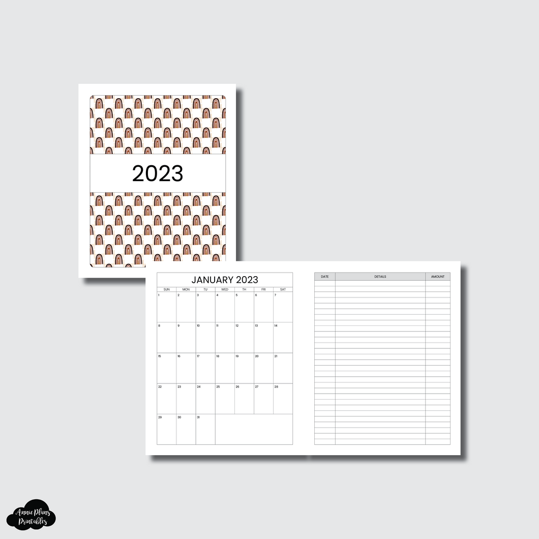 A5 Wide Rings Size | 2023 Monthly Expense Calendar Printable Insert