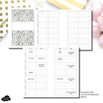 Pocket Rings Size | Undated Sectioned Weekly Grid Printable Insert