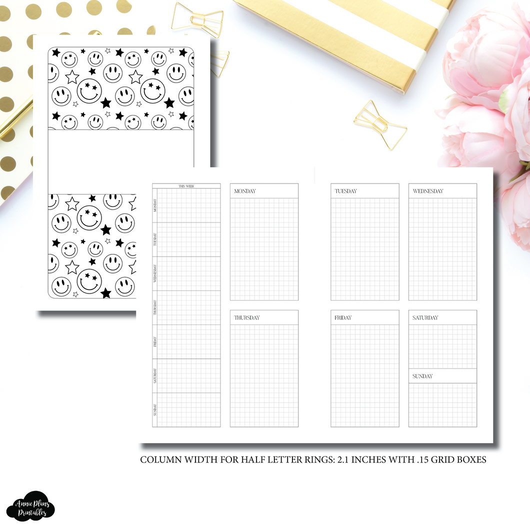 A6 Ring Inserts Printable Weekly Vertical Box, A6 Ring TN Planner