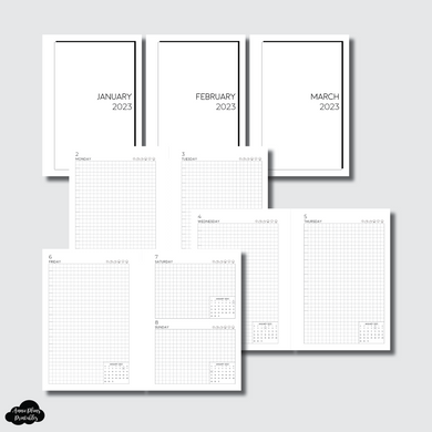 A6 Rings Size | JAN - MAR 2023 EASY GRID DAILY Printable Insert