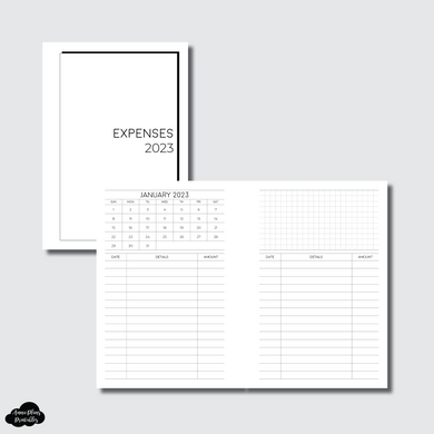 A6 Rings Size | 2023 Monthly Expense Calendar Printable Insert