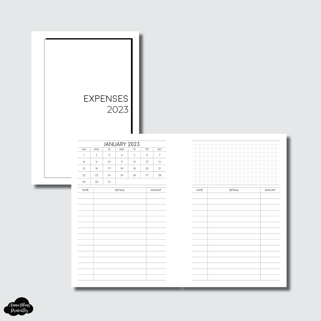 A6 Rings Size | 2023 Monthly Expense Calendar Printable Insert