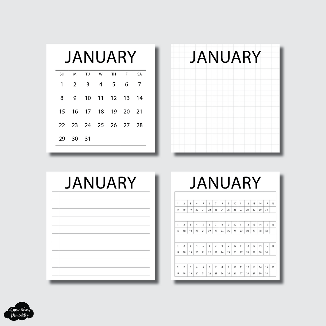 Sticky Note Template | 2023 SIMPLE Monthly + GRID, LIST & TRACKER Printable