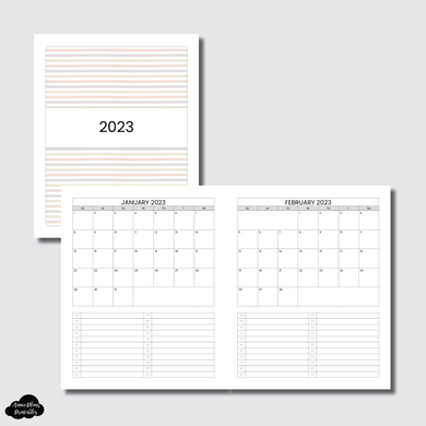 A5 Wide Rings Size | 2023 Single Page Monthly + Lists Printable Insert