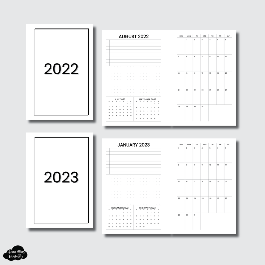 A6 Rings Size | 2022 & 2023 Important Dates & Notes With Monthly Calendar (SUNDAY Start) PRINTABLE INSERT