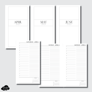 Personal Rings Size | APR - JUN 2023 LINED (UNTIMED) Daily Layout Printable Insert
