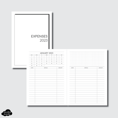 A6 AE x APP Size | 2023 Monthly Expense Calendar Printable Insert