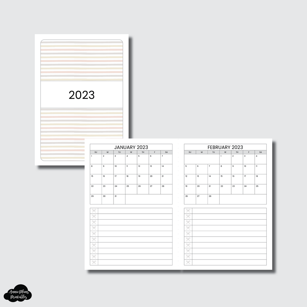 A6 TN Size | 2023 Single Page Monthly + Lists Printable Insert