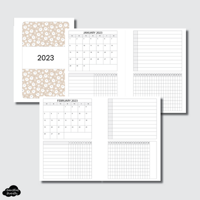 Pocket Plus Rings Size | 2023 Monthly Calendar (SUNDAY Start) Tracker + List PRINTABLE INSERT