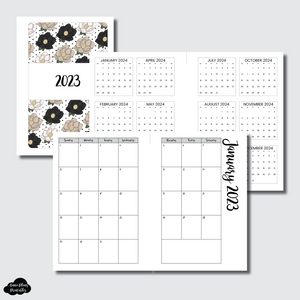 Personal Wide Rings Size | 2023 CLASSIC FONT Monthly Calendar (SUNDAY Start) PRINTABLE INSERT