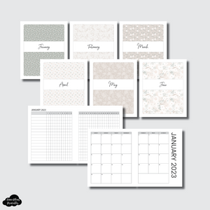 A5 Wide Rings Size | JAN - JUN 2023 Monthly Calendar + Tracker Printable Insert