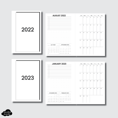 Pocket Plus Rings Size | 2022 & 2023 Important Dates & Notes With Monthly Calendar (SUNDAY Start) PRINTABLE INSERT