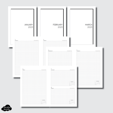 A5 Rings Size | JAN - MAR 2023 EASY GRID DAILY Printable Insert