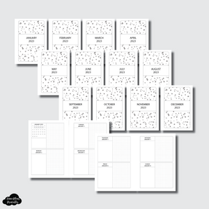 A6 Rings Size | JAN - DEC 2023 GRID Week on 4 Pages Printable Insert