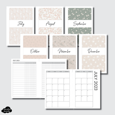 Personal Wide Rings Size | JUL - DEC 2023 Monthly Calendar + Tracker Printable Insert
