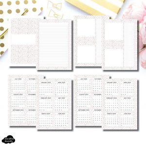 A5 Rings Size | Pink Starburst 3 in 1: 2022 - 2024 Academic Yearly Overviews + Sticky Note Dashboard + Lined Printable Insert