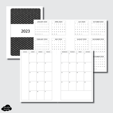 A6 Rings Size | 2023 Minimalist Monthly Calendar (SUNDAY Start) PRINTABLE INSERT