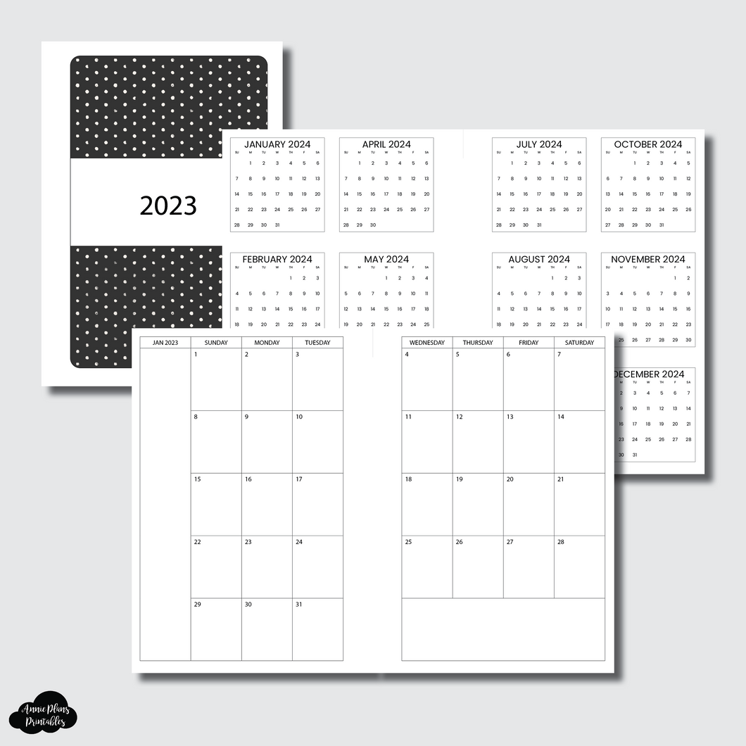 Personal TN Size | 2023 Minimalist Monthly Calendar (SUNDAY Start) PRINTABLE INSERT