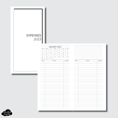 Weeks AE x APP Size | 2023 Monthly Expense Calendar Printable Insert