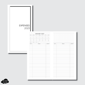 Weeks AE x APP Size | 2023 Monthly Expense Calendar Printable Insert