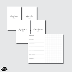 Cahier TN Size | 2023 Horizontal Week on 1 Page + GRID Printable Insert
