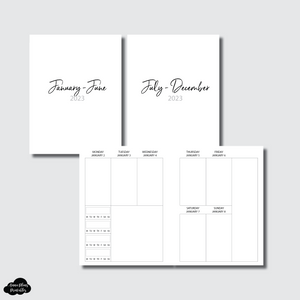 B6 Rings Size | 2023 Vertical Week on 2 Pages With Trackers Printable Insert