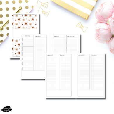 Mini HP Size | Undated Vertical GRID Week on 4 Page Layout Printable Insert