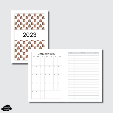 A5 Rings Size | 2023 Monthly Expense Calendar Printable Insert