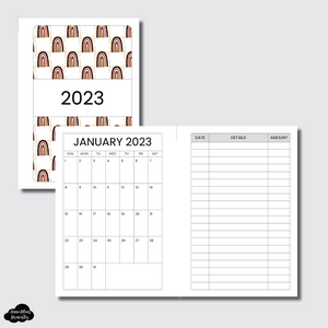 A6 TN Size | 2023 Monthly Expense Calendar Printable Insert