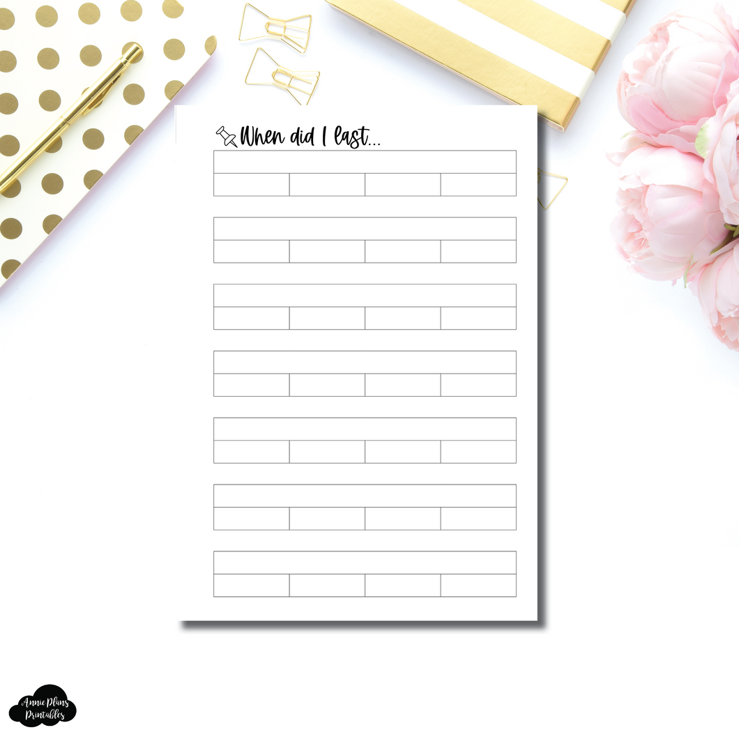 FREEBIE Classic HP Size | When Did I Last Printable