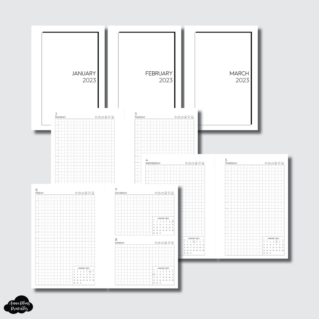 Pocket Plus Rings Size | JAN - MAR 2023 EASY GRID DAILY Printable Insert