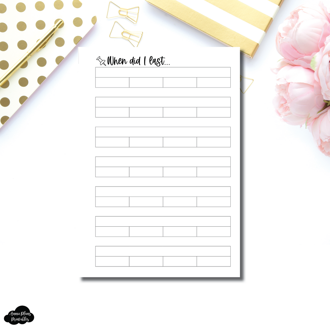 FREEBIE Standard TN Size | When Did I Last Printable