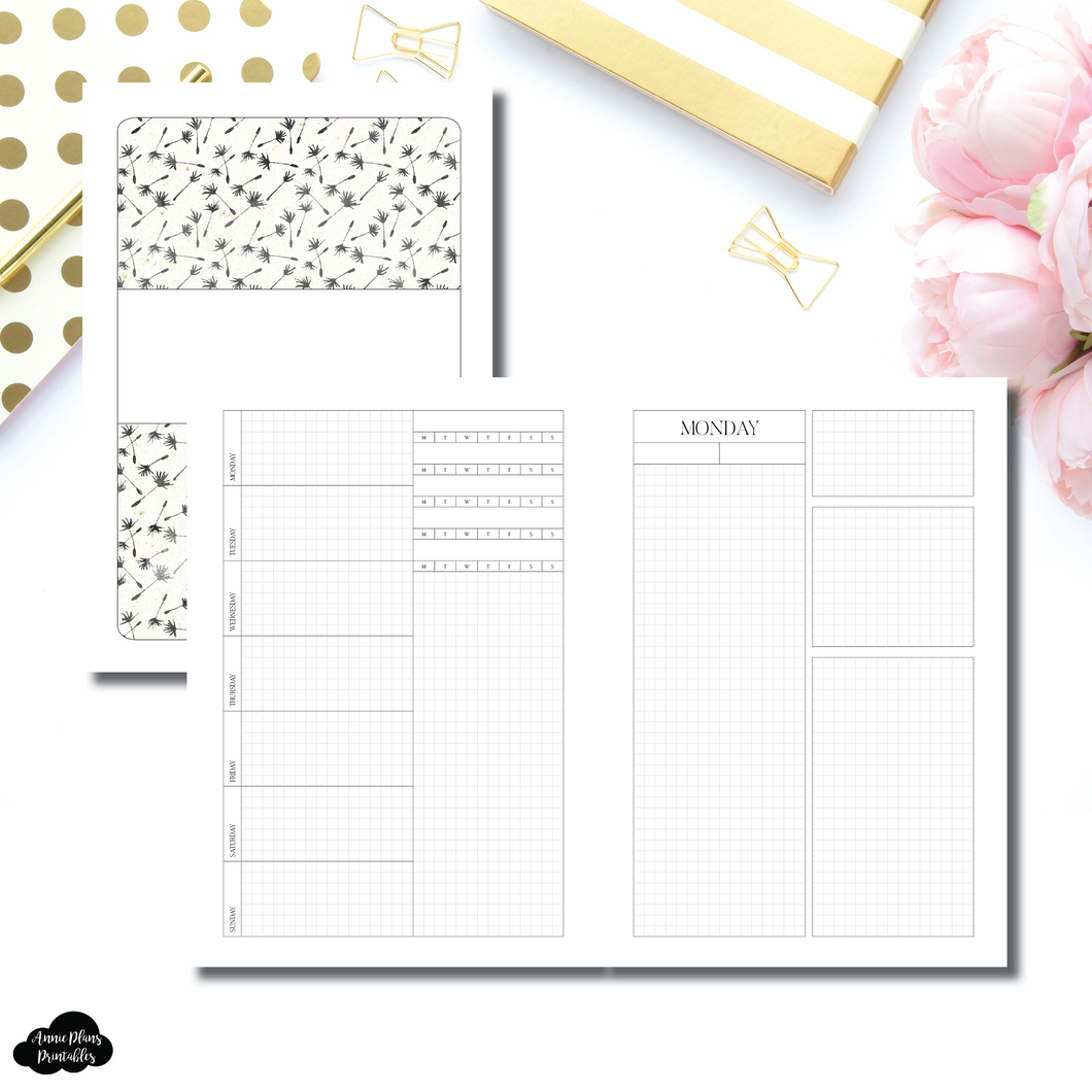 A5 Rings Size | Undated Daily Grid Printable Insert